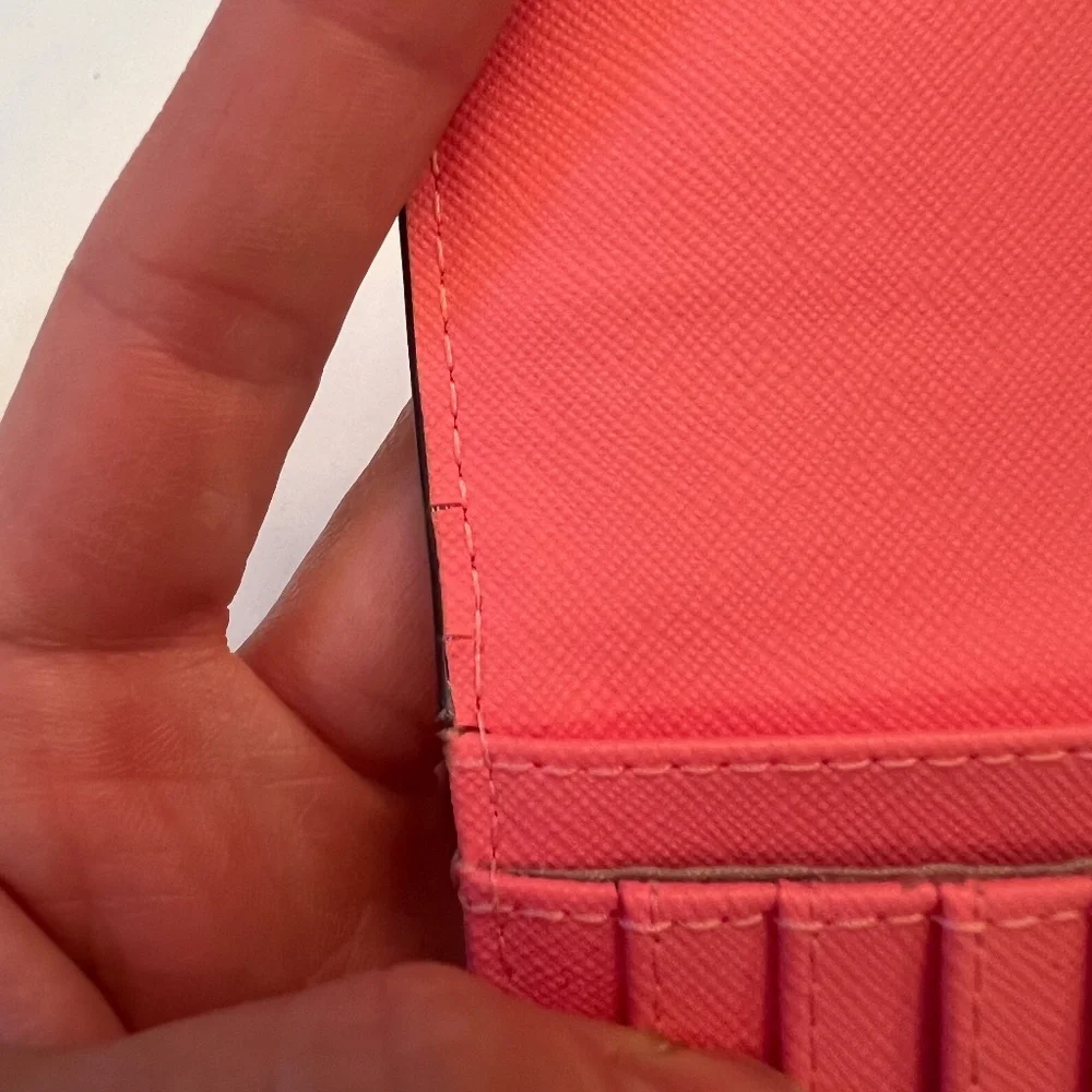 Michael Kors Jet Set Travel Large Trifold Wallet Grapefruit Pink - Picture 9 of 16